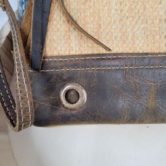 Myra Bag Mid Summer Pouch Wristlet Leather Cotton Boho - Picture 2 of 12